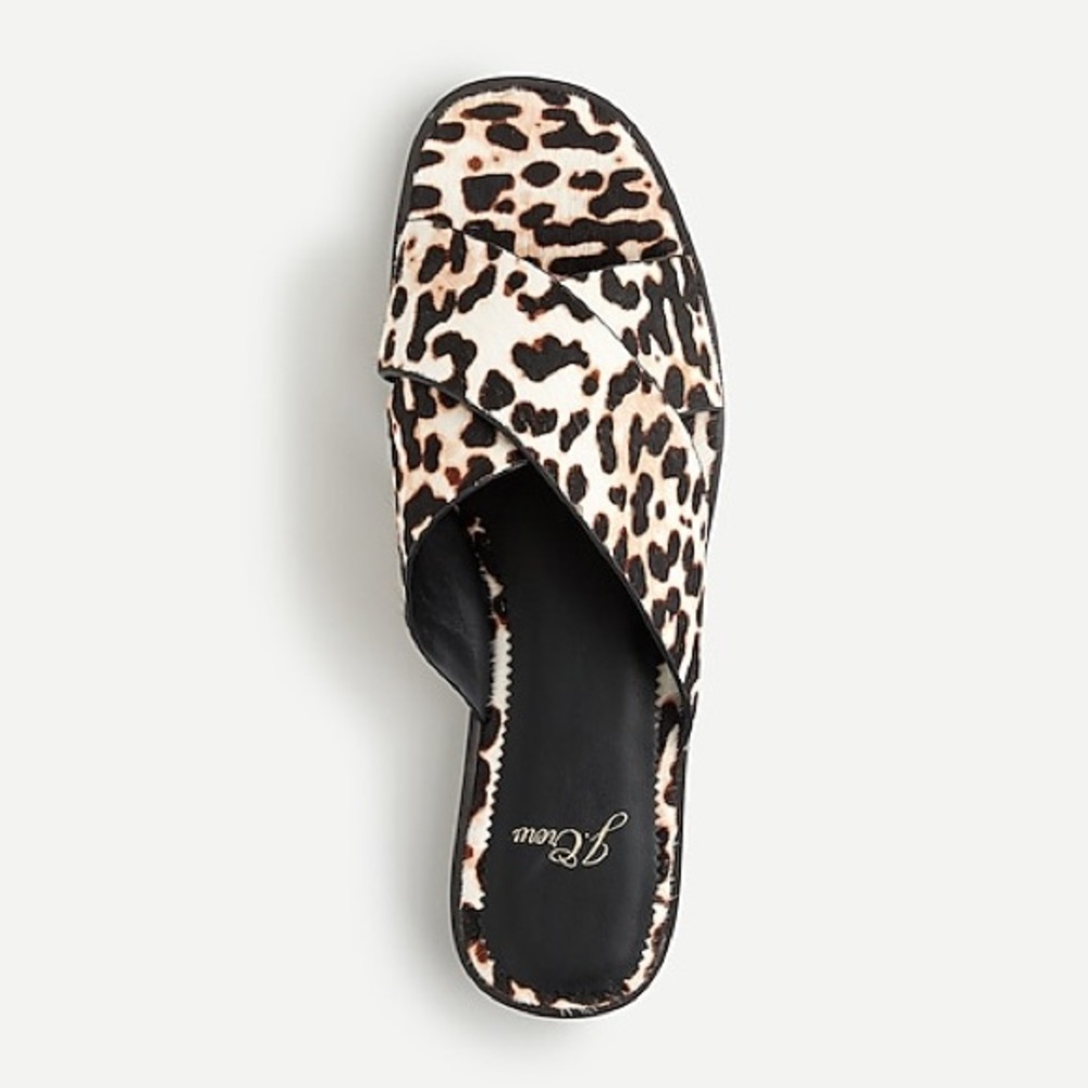 J.Crew Cross-strap sandals ivory leopard calf hair AJ146 - Picture 2 of 8